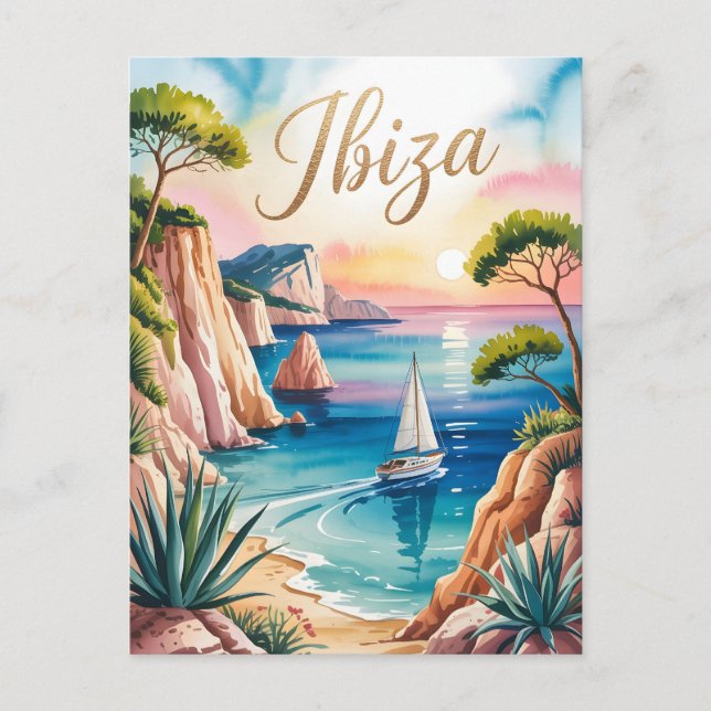 Ibiza watercolor postcard (Front)