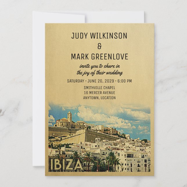 Ibiza Wedding Invitation Vintage Spain (Front)