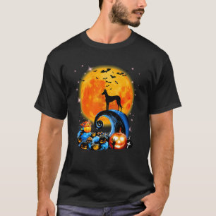 Ibizan Hound And Yellow Moon Halloween Funny Dog L T-Shirt