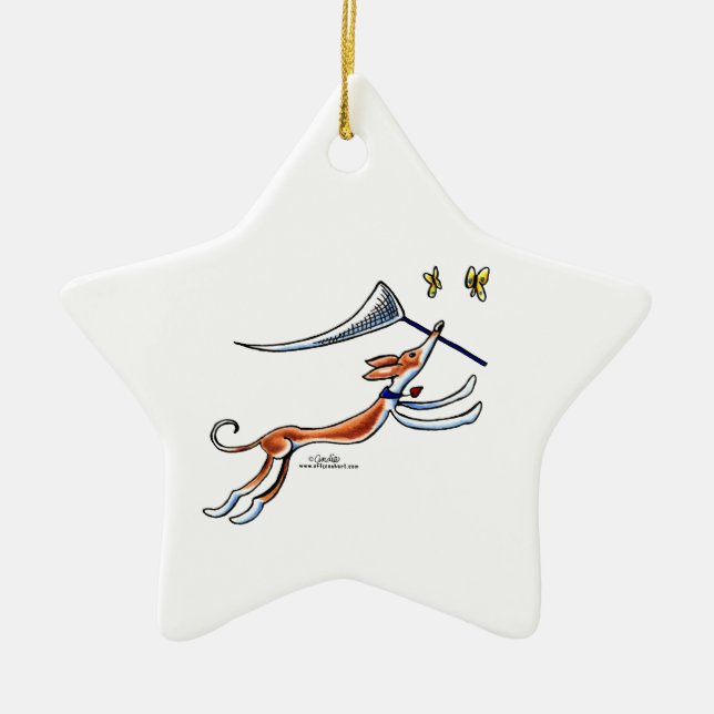 Ibizan Hound Butterflies Ceramic Tree Decoration (Front)