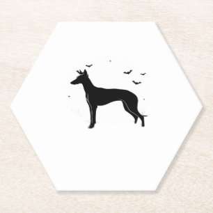Ibizan Hound Dog � Halloween Moon Silhouette Class Paper Coaster
