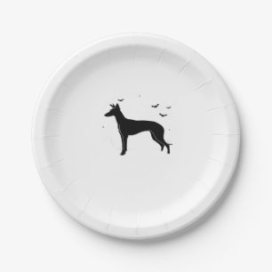 Ibizan Hound Dog � Halloween Moon Silhouette Class Paper Plate