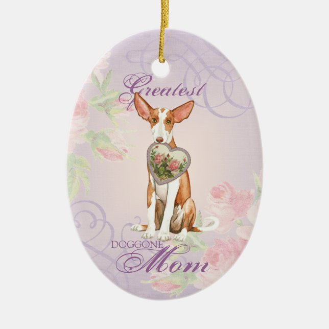 Ibizan Hound Heart Mum Ceramic Ornament (Front)