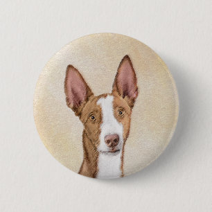 Ibizan Hound Painting - Cute Original Dog Art 6 Cm Round Badge