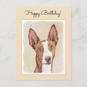 Ibizan Hound Painting - Cute Original Dog Art Postcard