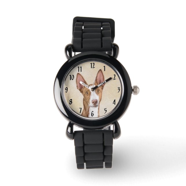 Ibizan Hound Painting - Cute Original Dog Art Watch (Front)