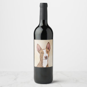 Ibizan Hound Painting - Cute Original Dog Art Wine Label