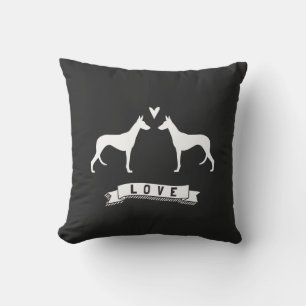 Ibizan Hound Silhouettes Love Cushion