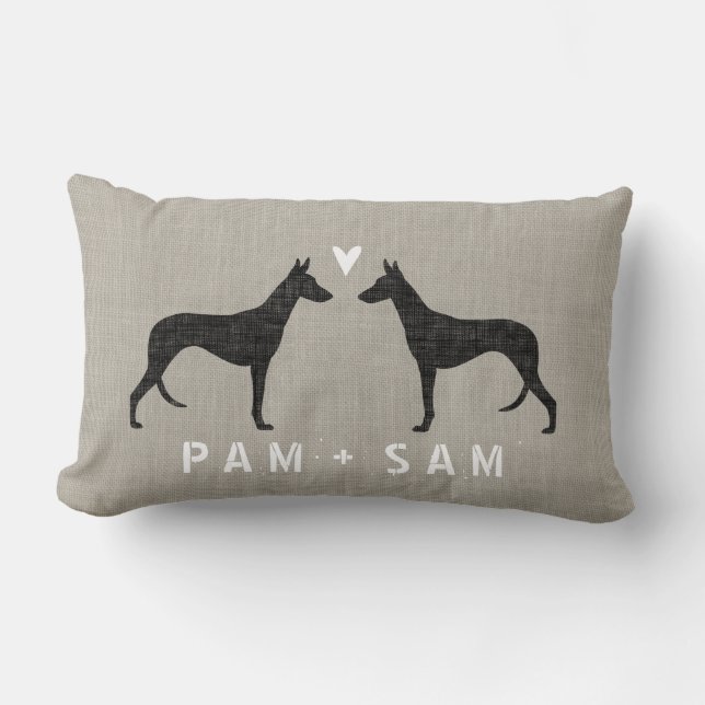 Ibizan Hound Silhouettes Love Lumbar Cushion (Front)