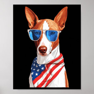Ibizan Hound With Usa Flag Independence Day 4th Of Poster