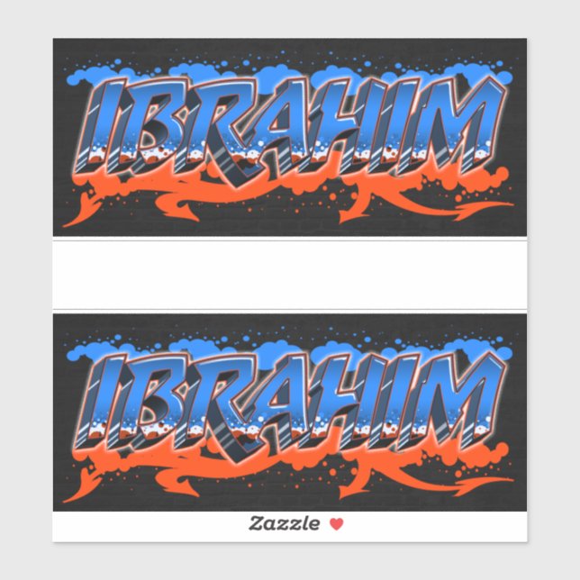 Ibrahim First Name Graffiti Sticker (Sheet)