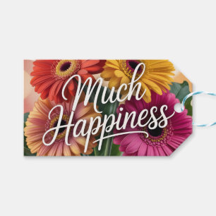ibrant Gerbera Daisy Bouquet with "Much Happiness" Gift Tags
