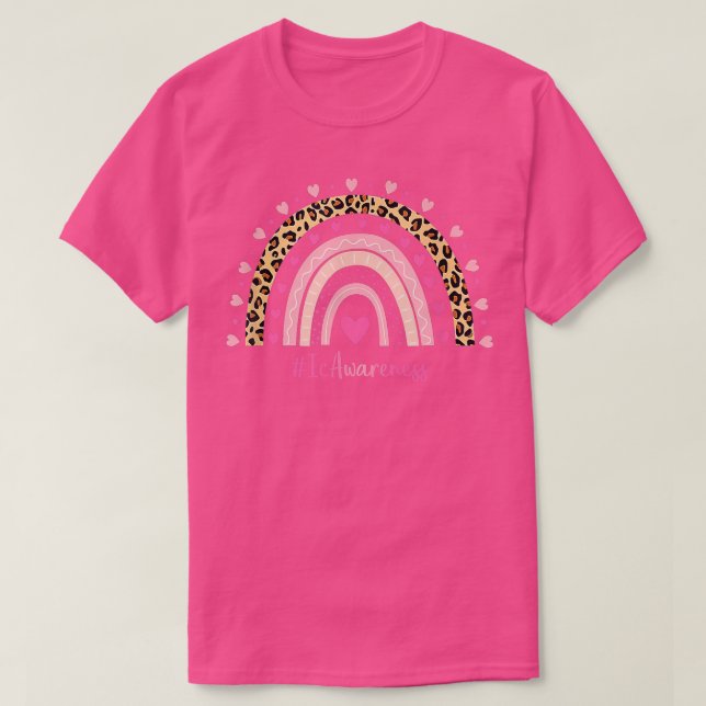 Ic Awareness Pink Heart Leopard Rainbow Ic Warrior T-Shirt (Design Front)