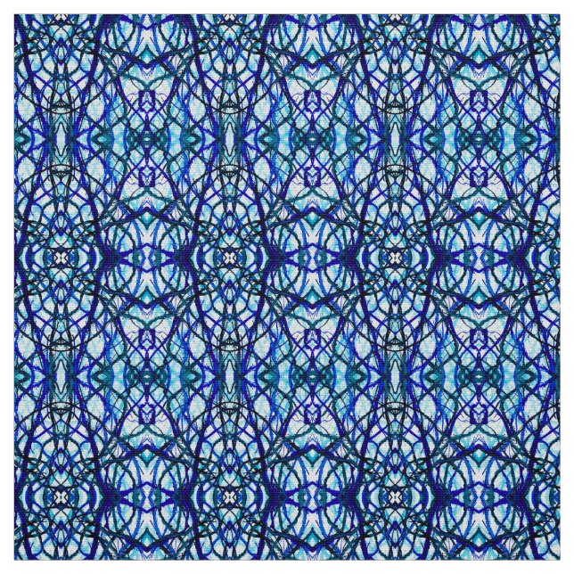 Icarus Blue Abstract Alcohol Ink Art Fabric (Swatch)