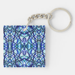Icarus Blue Abstract Alcohol Ink Art Key Ring