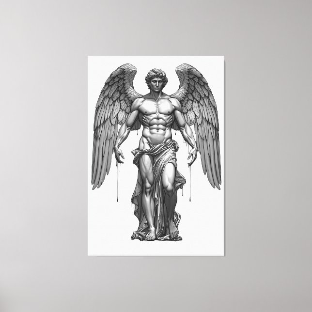 Icarus Fallen - Dark Graphic Mythological Canvas  Print (Front)