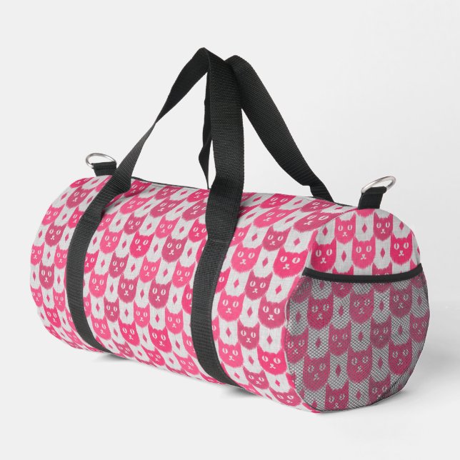 Icat ikat pink pattern duffle bag (Right Corner)