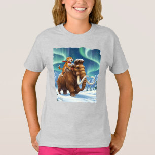 Ice age cat riding on the back of a trusty mammoth T-Shirt