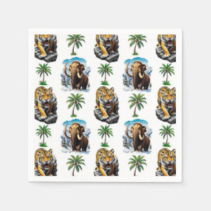 Ice Age Mammoth Sabertooth Tiger Pattern Design  Napkin