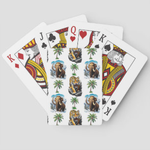 Ice Age Mammoth Sabertooth Tiger Pattern Design Playing Cards