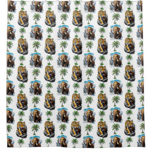 Ice Age Mammoth Sabertooth Tiger Pattern Design  Shower Curtain
