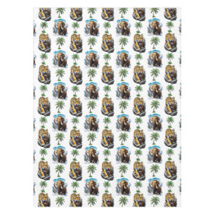 Ice Age Mammoth Sabertooth Tiger Pattern Design Tablecloth