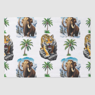 Ice Age Mammoth Sabertooth Tiger Pattern Design  Tissue Paper