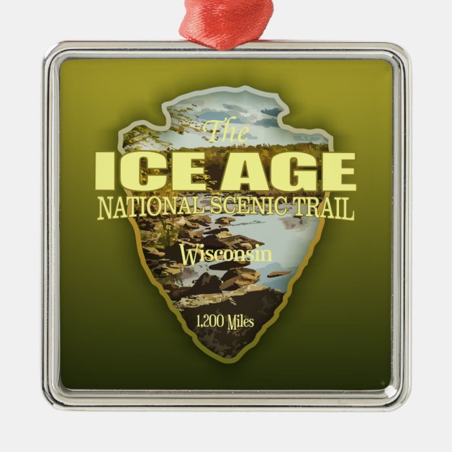 Ice Age Trail (arrowhead) Metal Tree Decoration (Front)