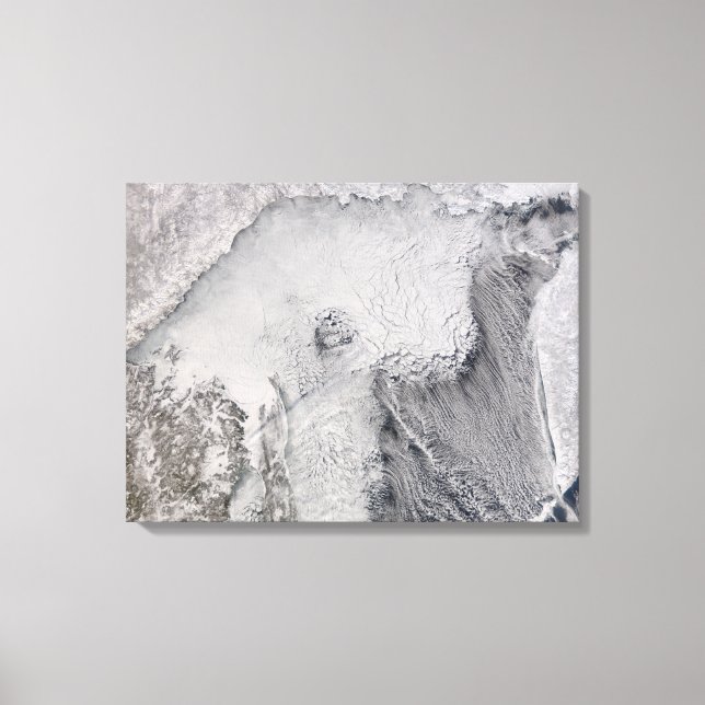 Ice and cloud streets in the Sea of Okhotsk Canvas Print (Front)