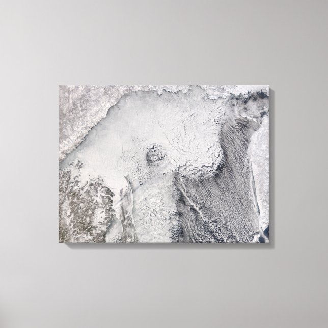 Ice and cloud streets in the Sea of Okhotsk Canvas Print (Front)