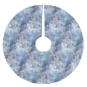 Ice and Snow Textured Blue Christmas Pattern Brushed Polyester Tree Skirt