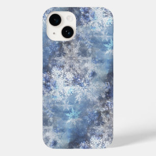 Ice and Snow Textured Blue Christmas Pattern Case-Mate iPhone 14 Case