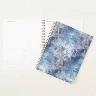 Ice and Snow Textured Blue Christmas Pattern Planner