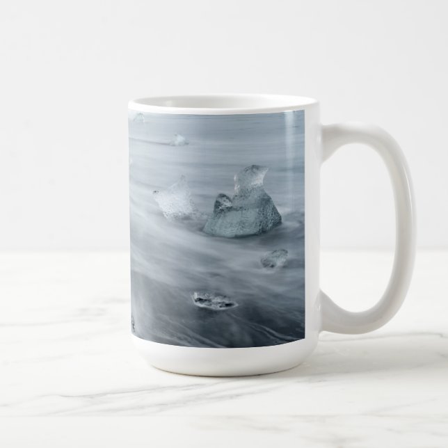 Ice and water on a beach, iceland coffee mug (Right)
