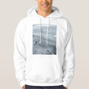 Ice and water on a beach, iceland hoodie