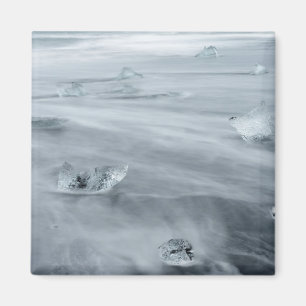 Ice and water on a beach, iceland magnet