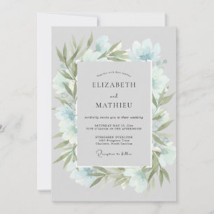 Ice Azure Wreath Wedding Invitation