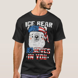 Ice Bear Believes In You Patriotic Bears USA Flag  T-Shirt