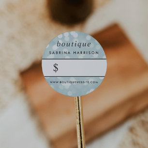 Ice Blue Bokeh Boutique Price Sticker