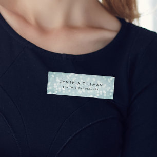 Ice Blue Bokeh Name Tag
