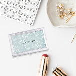 Ice Blue Bokeh Personalised Business Card Holder<br><div class="desc">Elegant business card case features a background of bokeh lights in shades of ice blue and pale pastel aqua,  with your name,  monogram or company name in the centre.</div>
