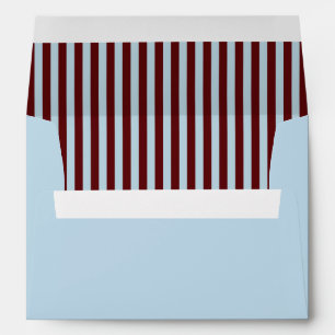 Ice Blue & Burgundy Stripes Retro Wedding Envelope