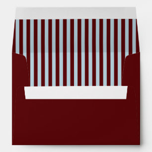 Ice Blue & Burgundy Stripes Retro Wedding Envelope