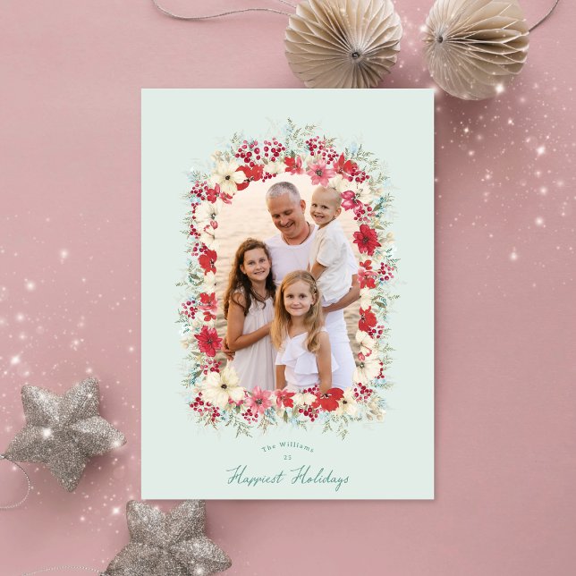 ice blue christmas happiest arch photo holiday card (Creator Uploaded)