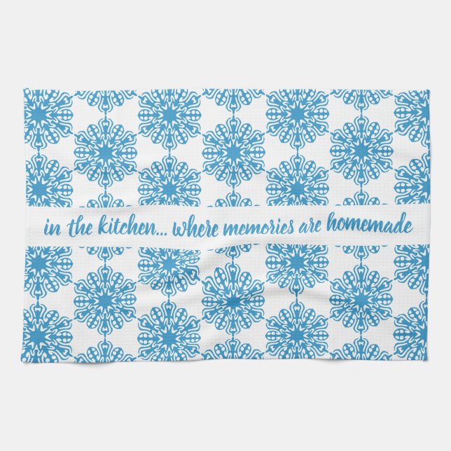 Ice-Blue Christmas Snowflake Kitchen Towels (Horizontal)