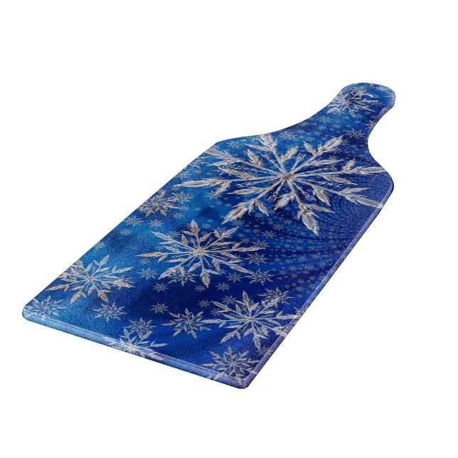 Ice Blue Christmas Star Snowflake Cutting Board (Corner)