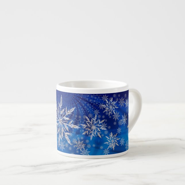 Ice Blue Christmas Star Snowflake Espresso Cup (Front Right)