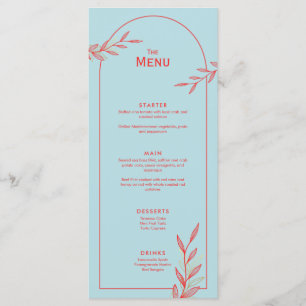 Ice Blue Coastal Wedding Menu Card