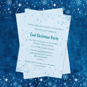Ice Blue Cool Christmas Party Invitation