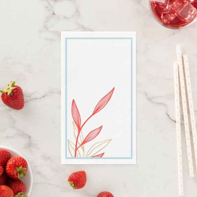 Ice Blue Coral Coastal Wedding Dinner Napkin  (Insitu)